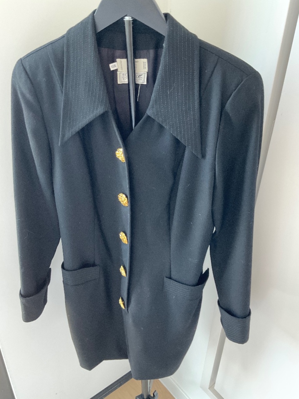 Vintage Valentino by Bergdorf Goodman New York Size 46/12 Black Wool Dress